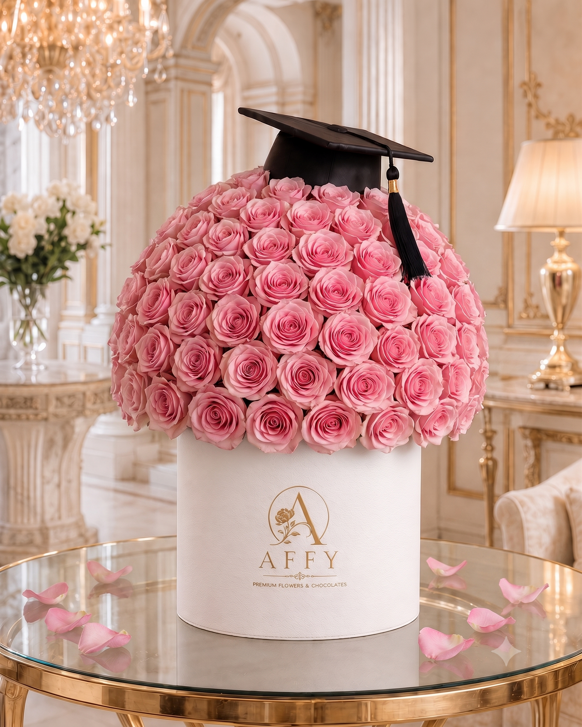 Roses in a white gift box — Affy Dubai