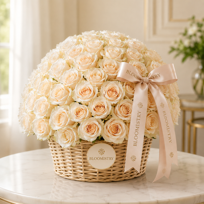 Champagne Rose Basket